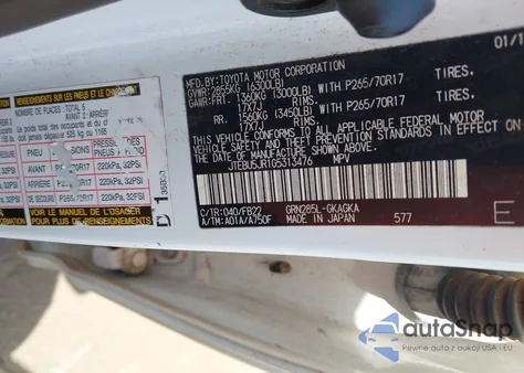 2016 Toyota 4Runner Sr5 z USA, uszkodzony, nr VIN JTEBU5JR1G5313476